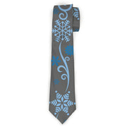 Buckle-Down Necktie - Holiday Snowflakes Gray/Blue Neckties Buckle-Down