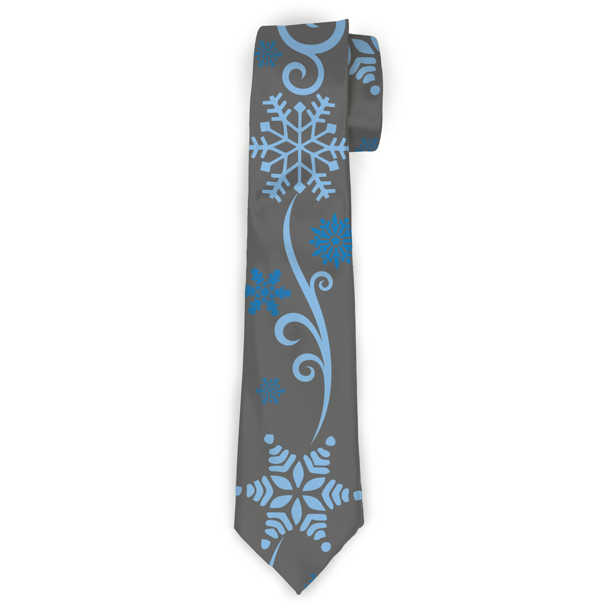 Buckle-Down Necktie - Holiday Snowflakes Gray/Blue Neckties Buckle-Down