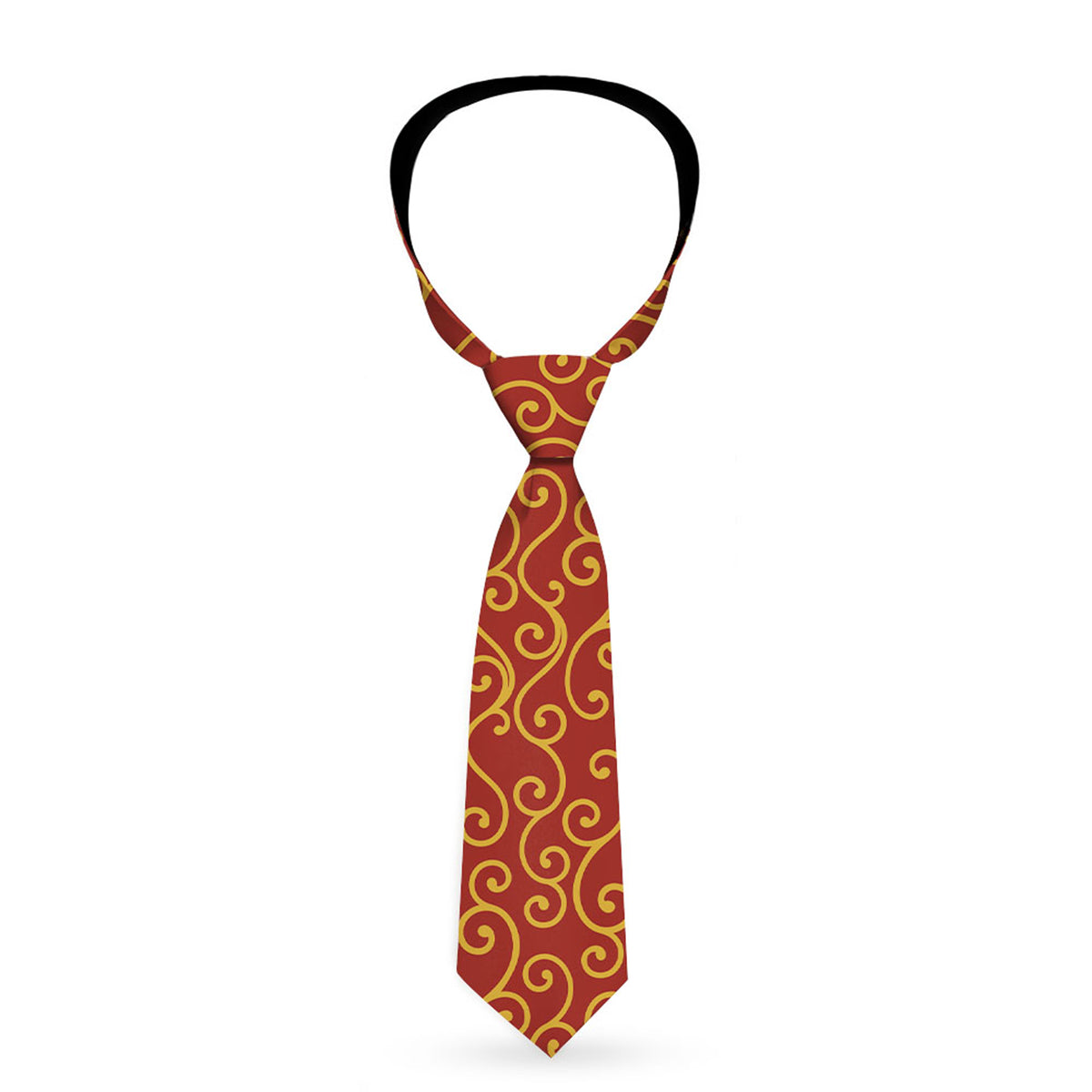 Buckle-Down Necktie - Holiday Trim Swirls Red/Gold Neckties Buckle-Down
