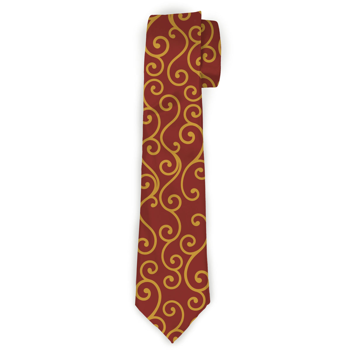 Buckle-Down Necktie - Holiday Trim Swirls Red/Gold Neckties Buckle-Down