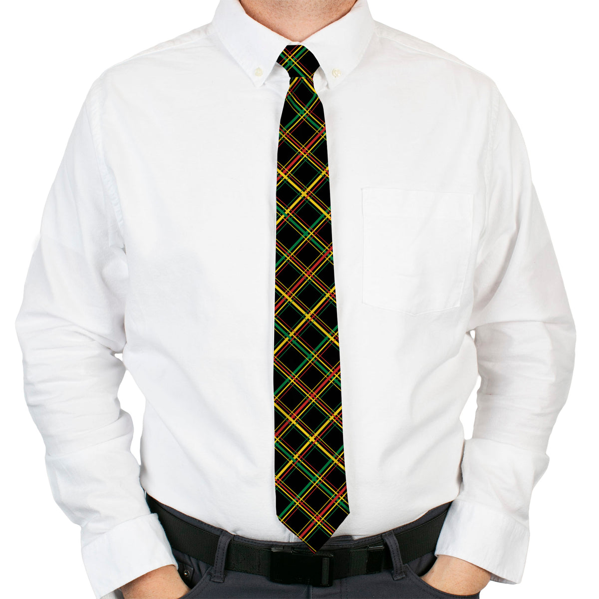 Buckle-Down Necktie - Plaid X Rasta Neckties Buckle-Down