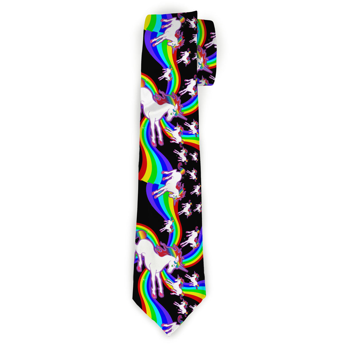 Buckle-Down Necktie - Unicorns/Rainbow Swirl Black Neckties Buckle-Down