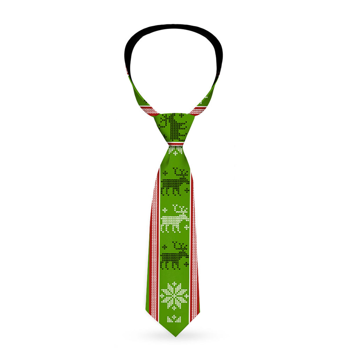 Buckle-Down Necktie - Christmas Stitch Moose/Snowflakes Red/Green Neckties Buckle-Down