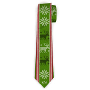Buckle-Down Necktie - Christmas Stitch Moose/Snowflakes Red/Green Neckties Buckle-Down
