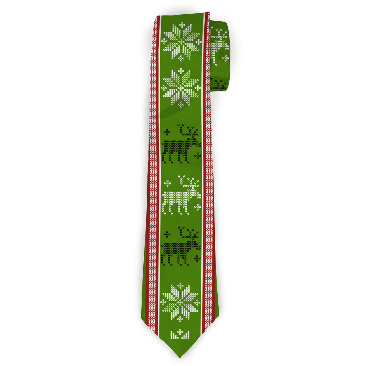Buckle-Down Necktie - Christmas Stitch Moose/Snowflakes Red/Green Neckties Buckle-Down