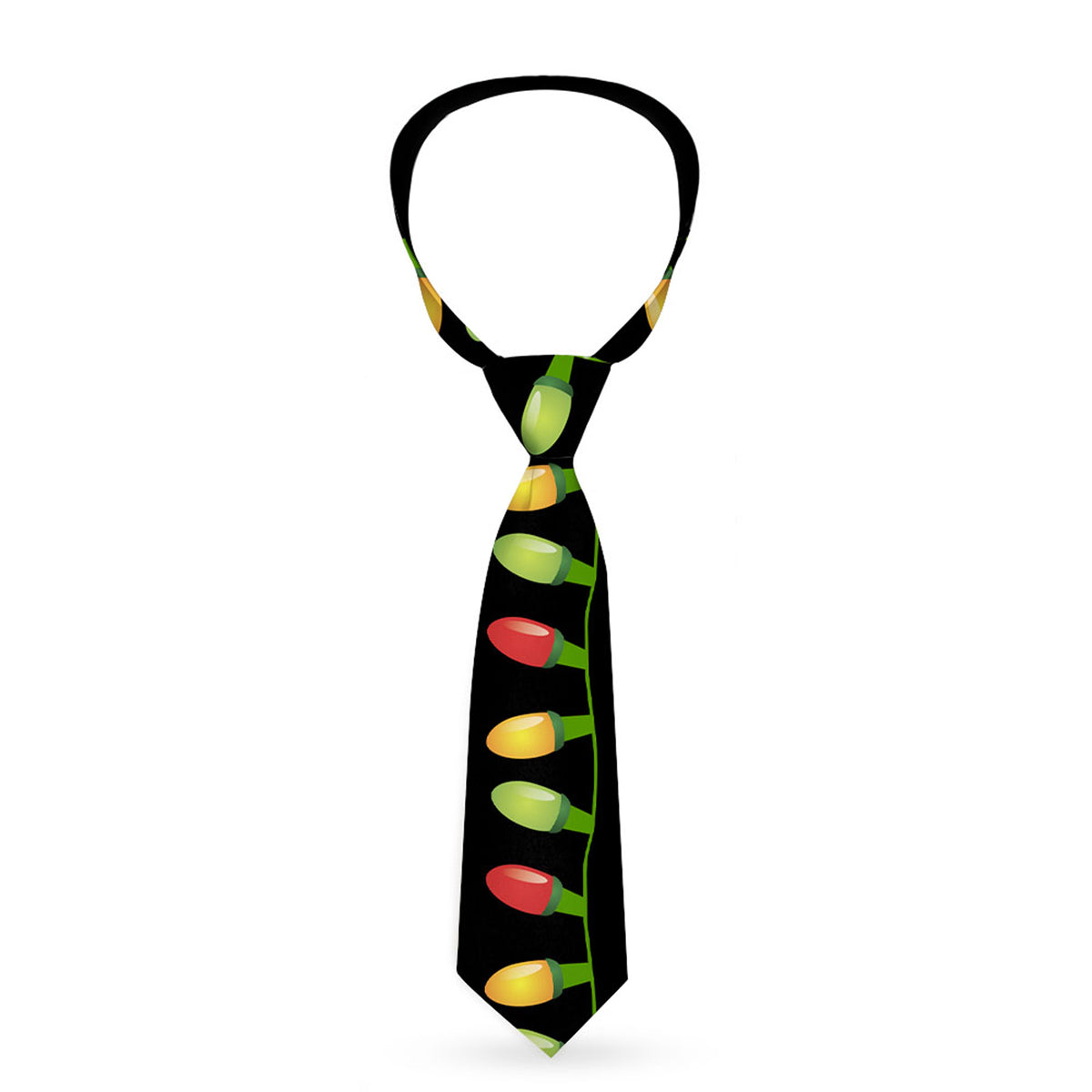 Buckle-Down Necktie - Christmas Lights Black/Multi Color Neckties Buckle-Down