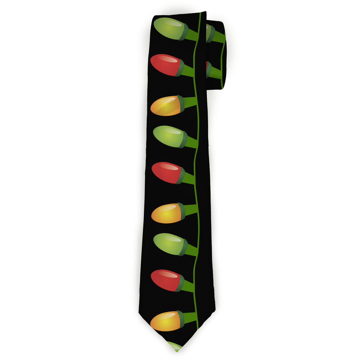 Buckle-Down Necktie - Christmas Lights Black/Multi Color Neckties Buckle-Down