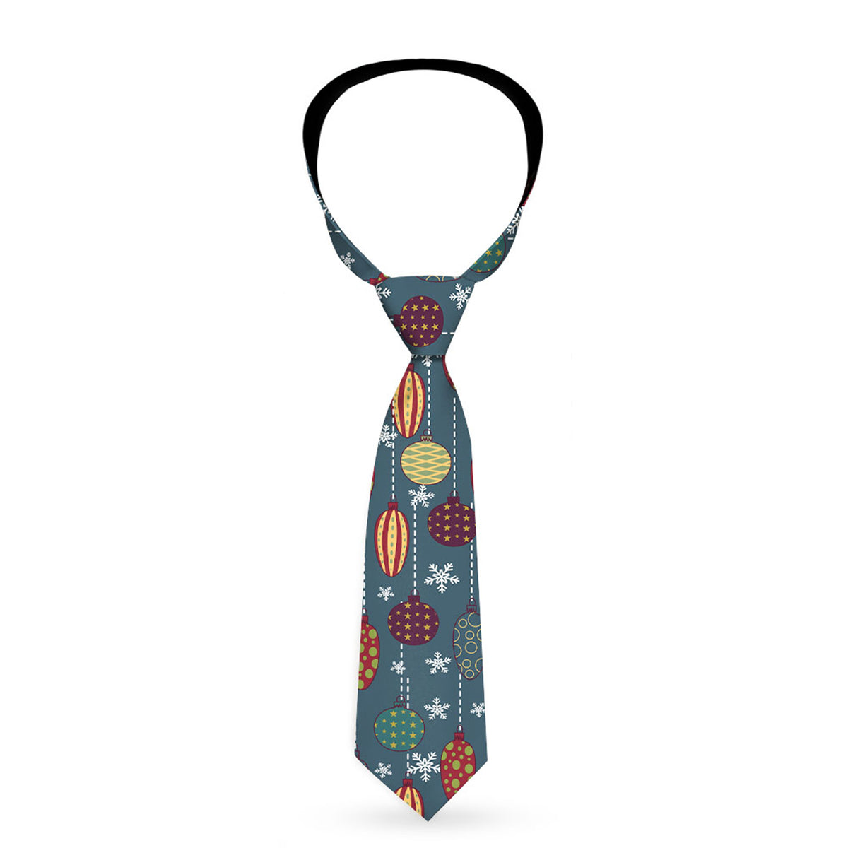 Buckle-Down Necktie - Christmas Ornaments/Snowflakes Blue/White/Multi Color Neckties Buckle-Down