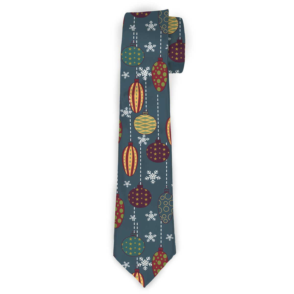 Buckle-Down Necktie - Christmas Ornaments/Snowflakes Blue/White/Multi Color Neckties Buckle-Down
