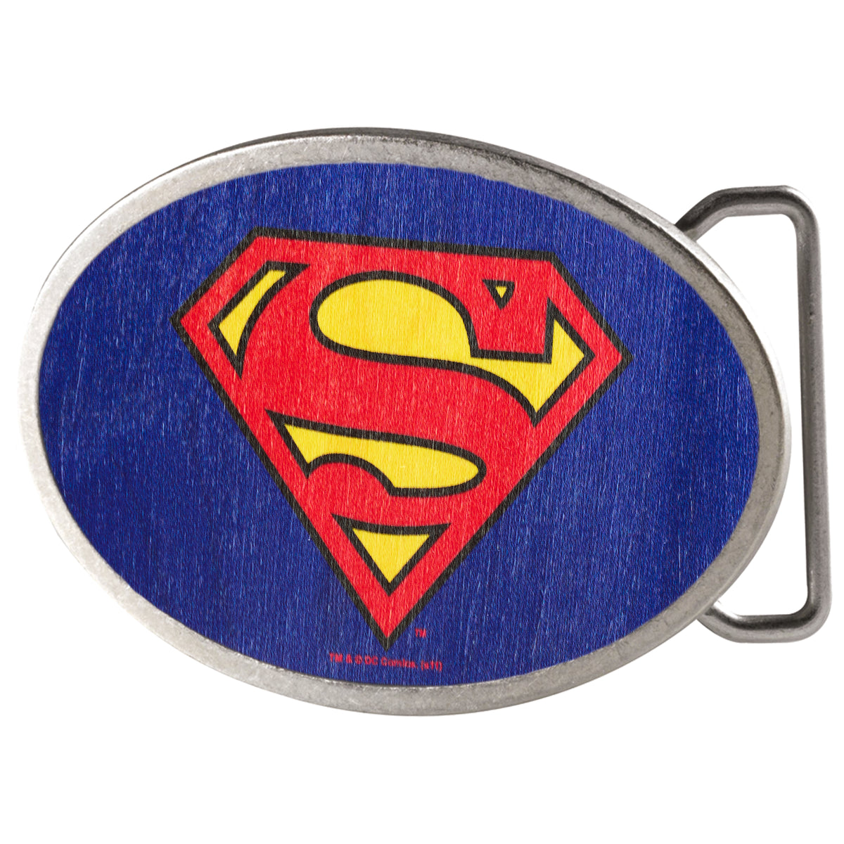 Superman Framed FCWood Blue - Matte Oval Rock Star Buckle Belt Buckles DC Comics