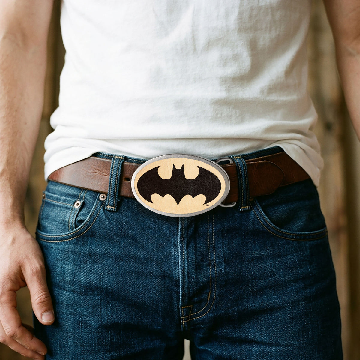 Batman Framed Reverse GW Black - Matte Oval Rock Star Buckle Belt Buckles DC Comics