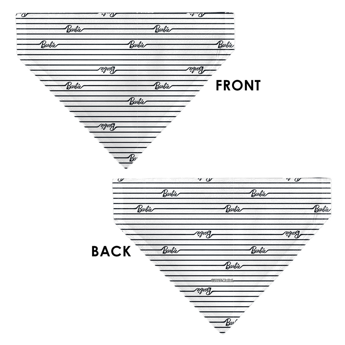Pet Bandana - BARBIE Script Stripe White/Black Pet Bandanas Barbie