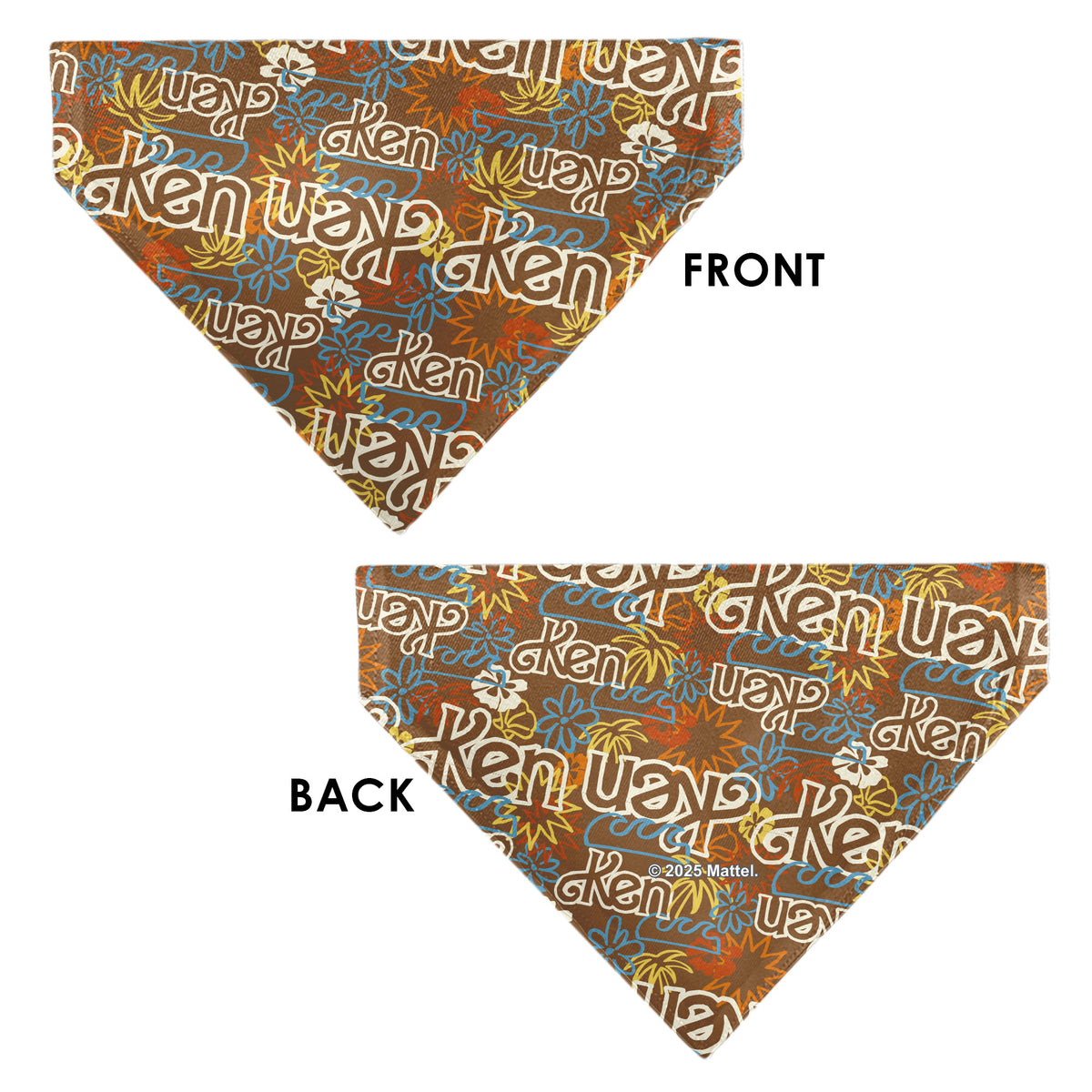 Pet Bandana - Barbie KEN Text Logo and Icons Brown/Multi Color Pet Bandanas Barbie