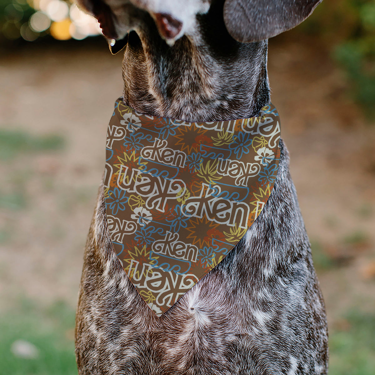 Pet Bandana - Barbie KEN Text Logo and Icons Brown/Multi Color Pet Bandanas Barbie