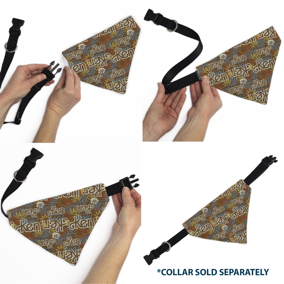 Pet Bandana - Barbie KEN Text Logo and Icons Brown/Multi Color Pet Bandanas Barbie