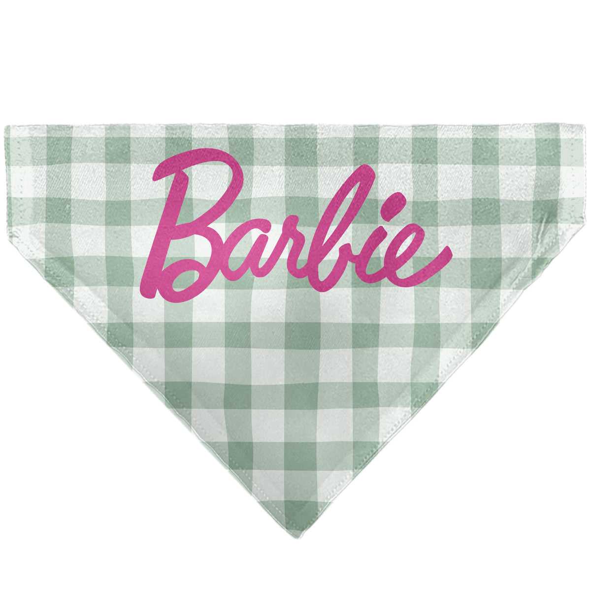Pet Bandana - BARBIE Script Plaid Beige/Olive/Pink Pet Bandanas Barbie