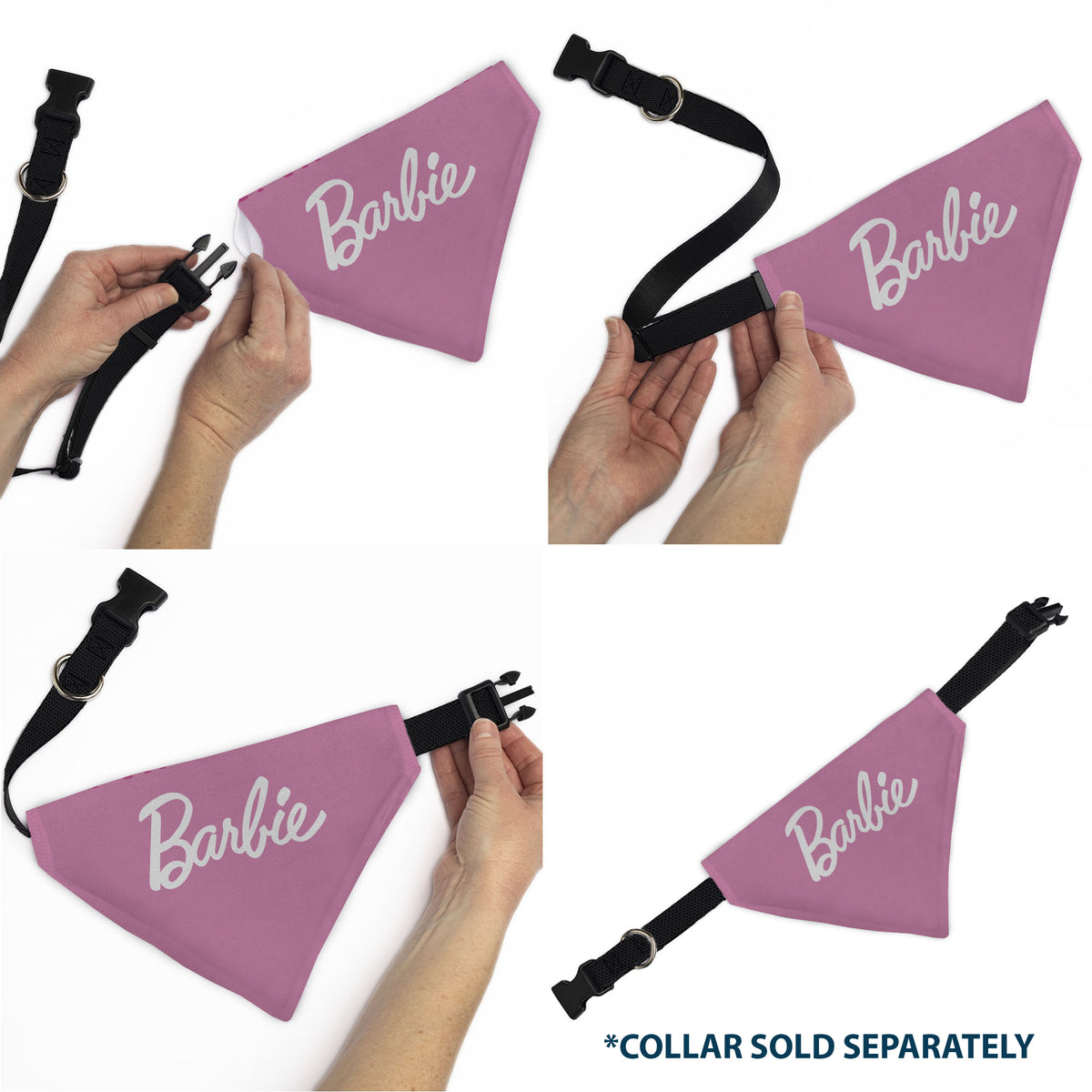 Pet Bandana - BARBIE Script and B Icon Collage Pinks/White Pet Bandanas Barbie