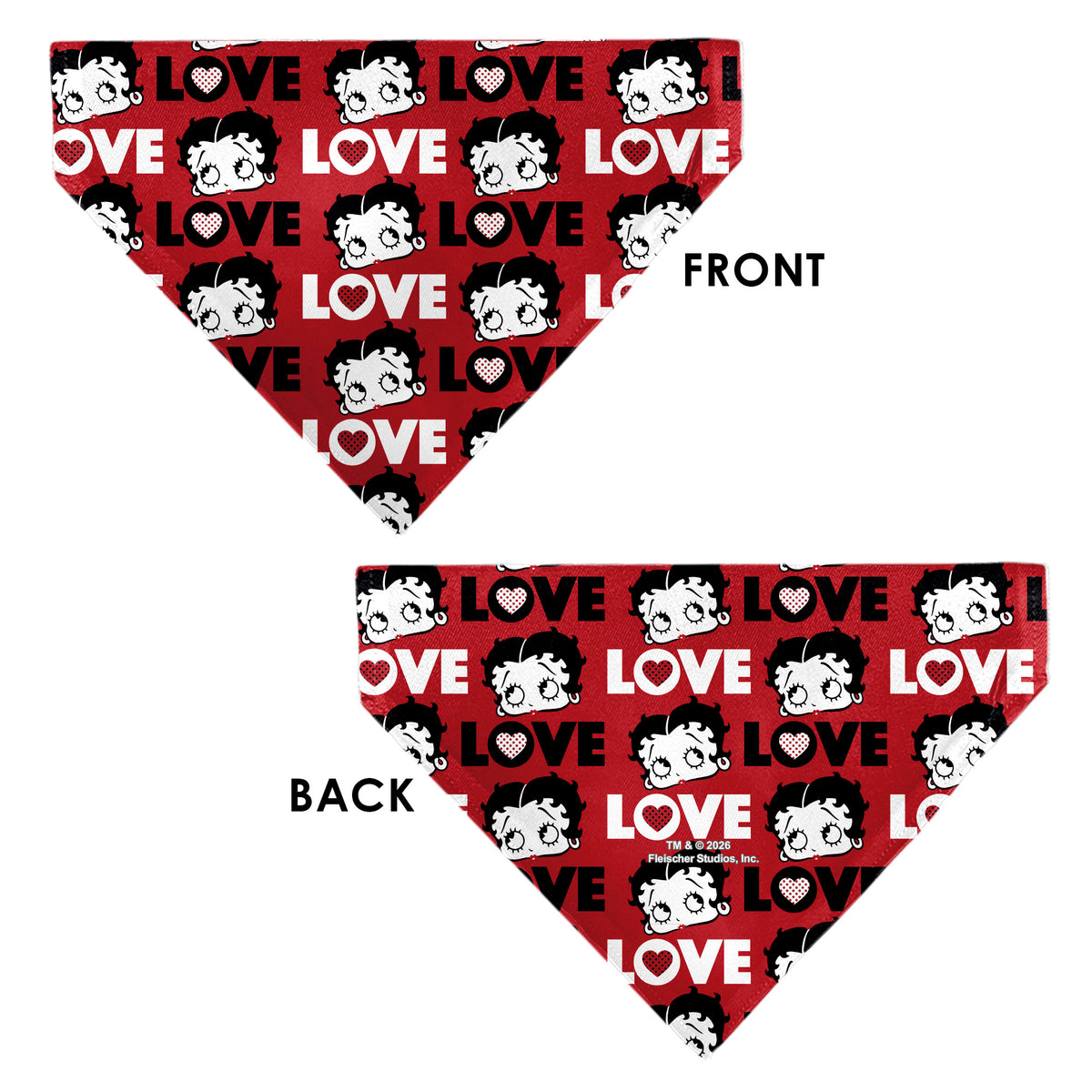 Pet Bandana - Betty Boop LOVE Text and Face Red/Black/White Pet Bandanas Betty Boop