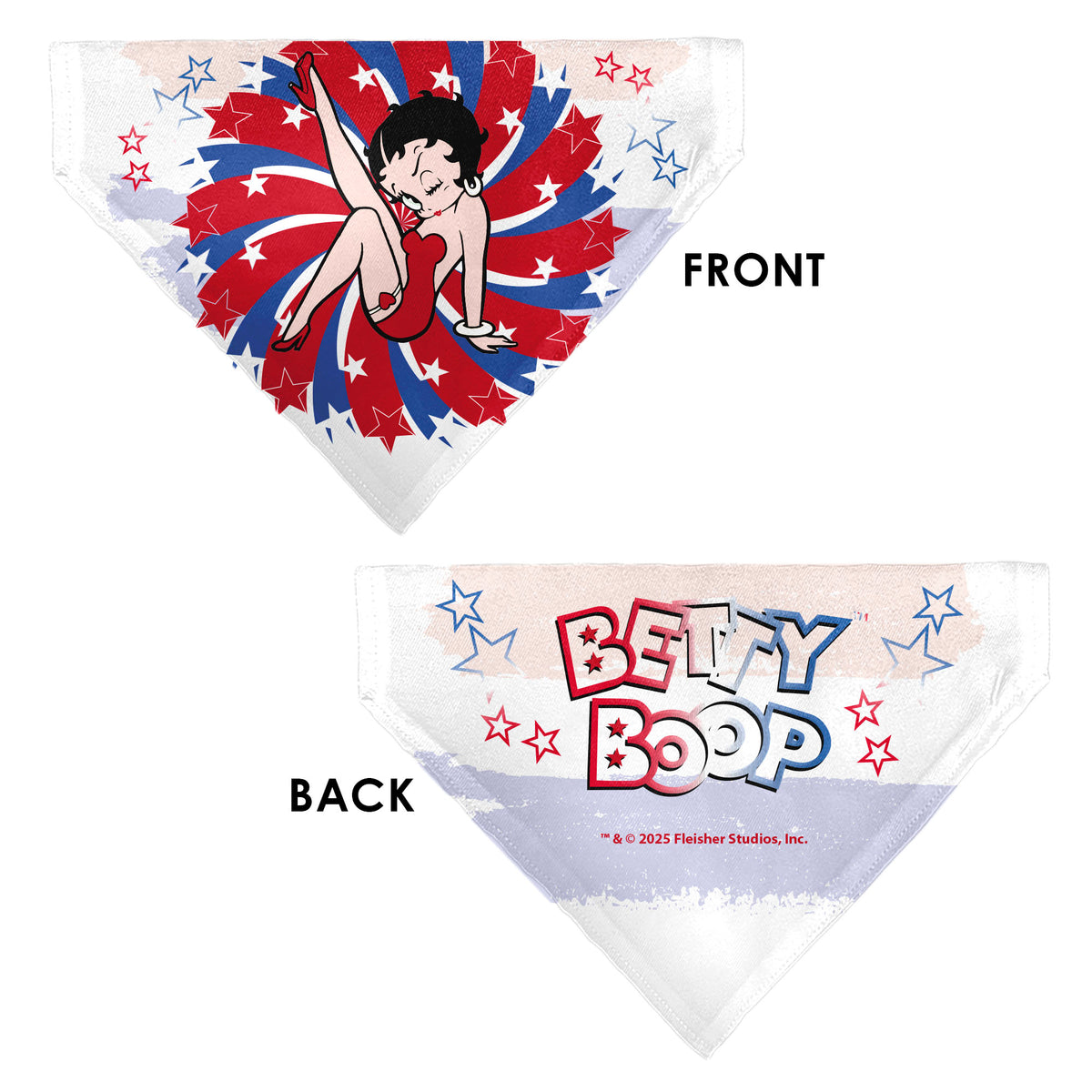 Pet Bandana - Betty Boop Americana Leg Kick Pose White/Red/Blue Pet Bandanas Betty Boop
