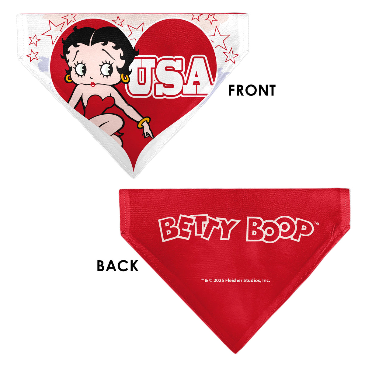 Pet Bandana - Betty Boop USA Heart Pose and Stars White/Red Pet Bandanas Betty Boop