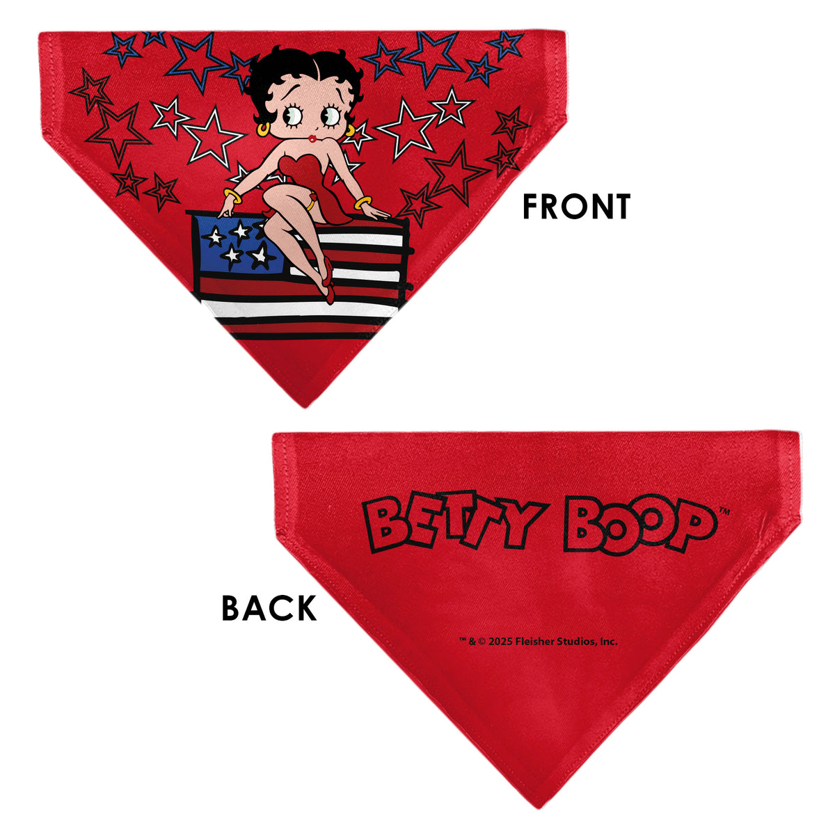 Pet Bandana - Betty Boops Americana Stars and Stripes Pose Reds/White/Blue Pet Bandanas Betty Boop