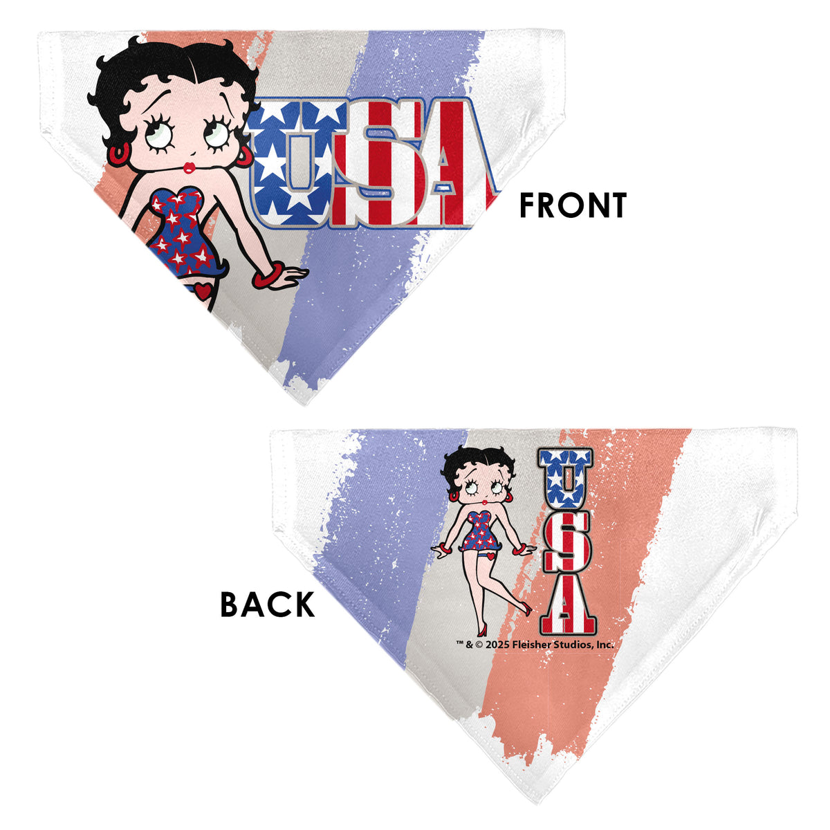 Pet Bandana - Betty Boop USA Stars and Stripes Pose White/Red/Blue Pet Bandanas Betty Boop