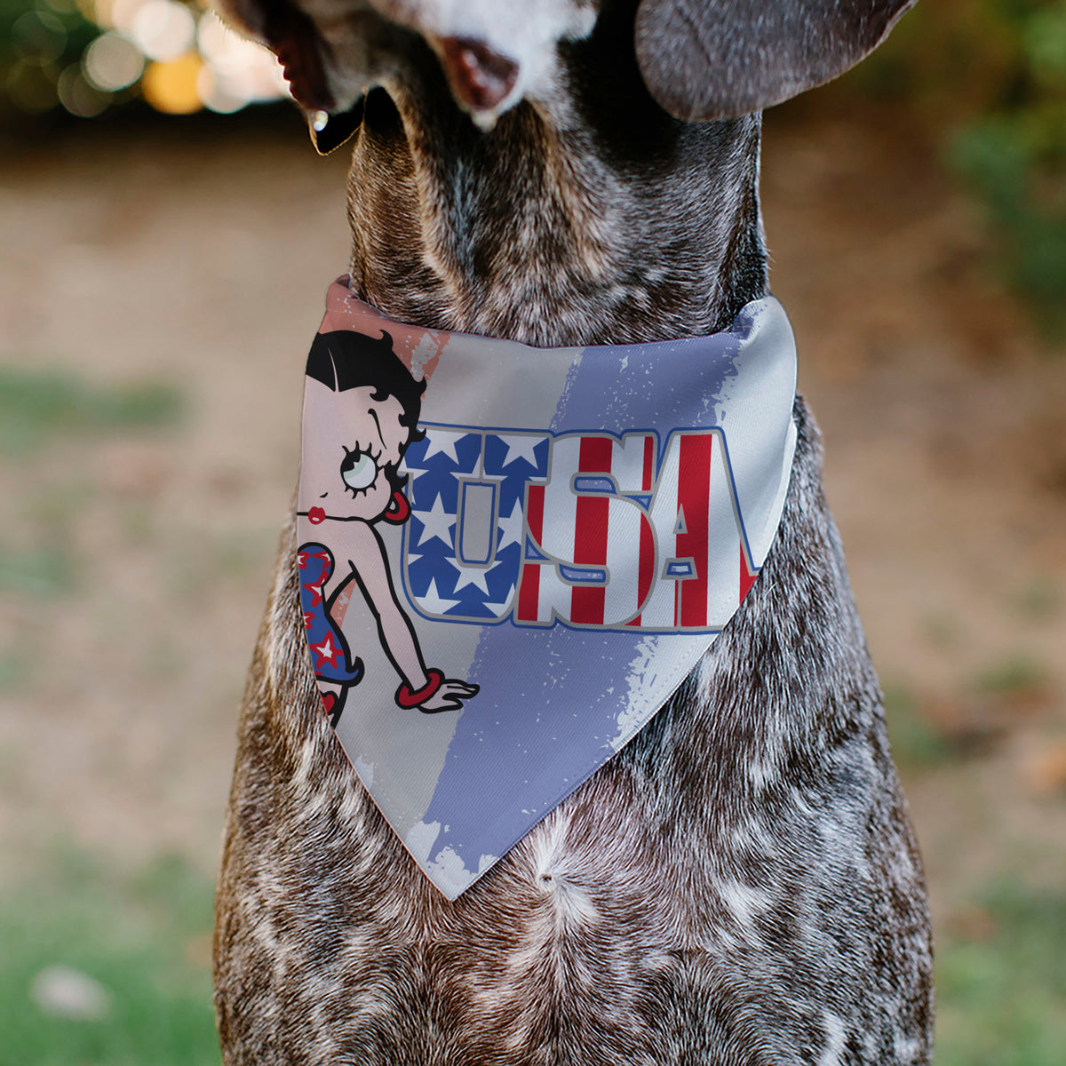 Pet Bandana - Betty Boop USA Stars and Stripes Pose White/Red/Blue Pet Bandanas Betty Boop