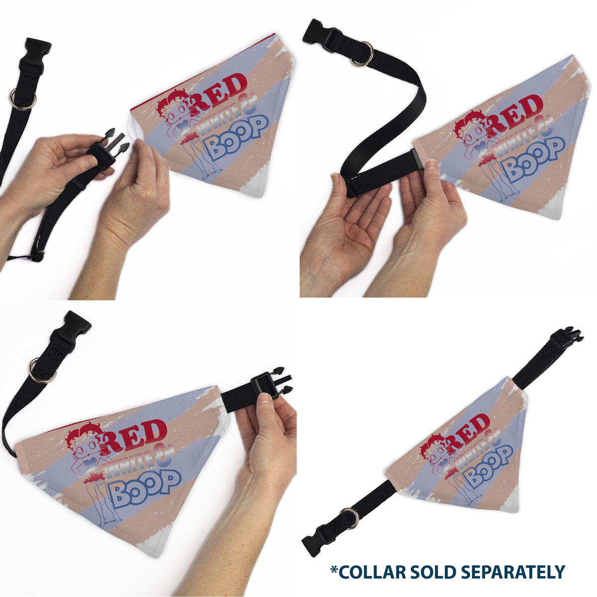 Pet Bandana - Betty Boop RED WHITE & BOOP Stripes Pose White/Red/Blue Pet Bandanas Betty Boop