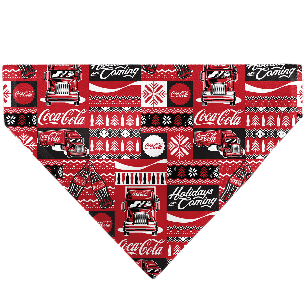 Pet Bandana - Coca-Cola Holiday Sweater Collage Red/Black/White Pet Bandanas Coca-Cola