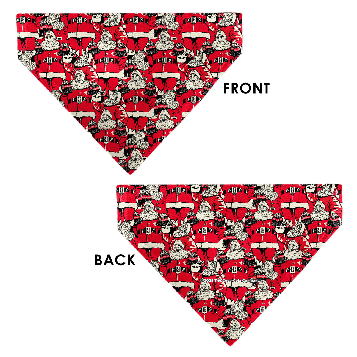 Pet Bandana - Coca-Cola Santa Claus Holiday Poses Stacked Red Pet Bandanas Coca-Cola