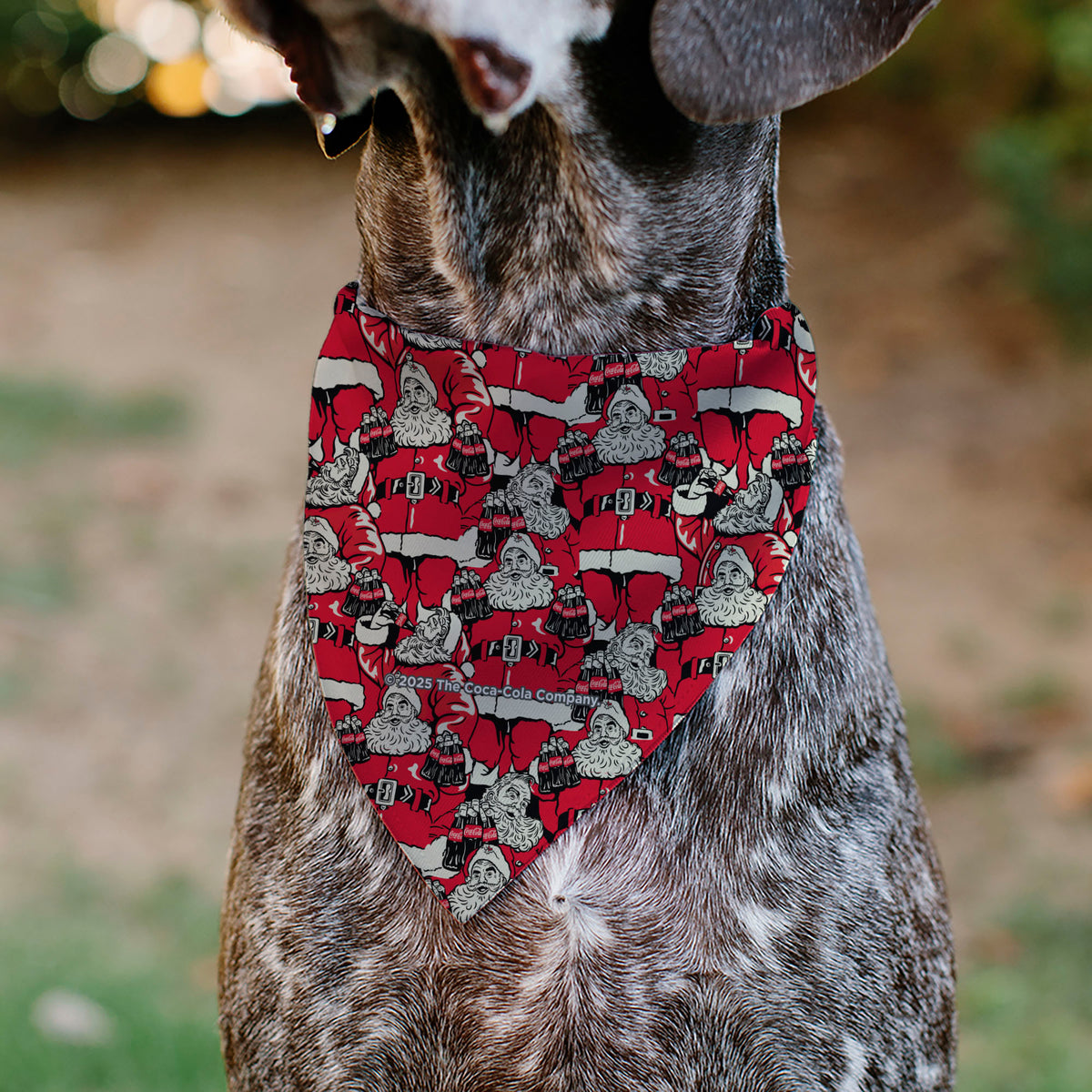 Pet Bandana - Coca-Cola Santa Claus Holiday Poses Stacked Red Pet Bandanas Coca-Cola