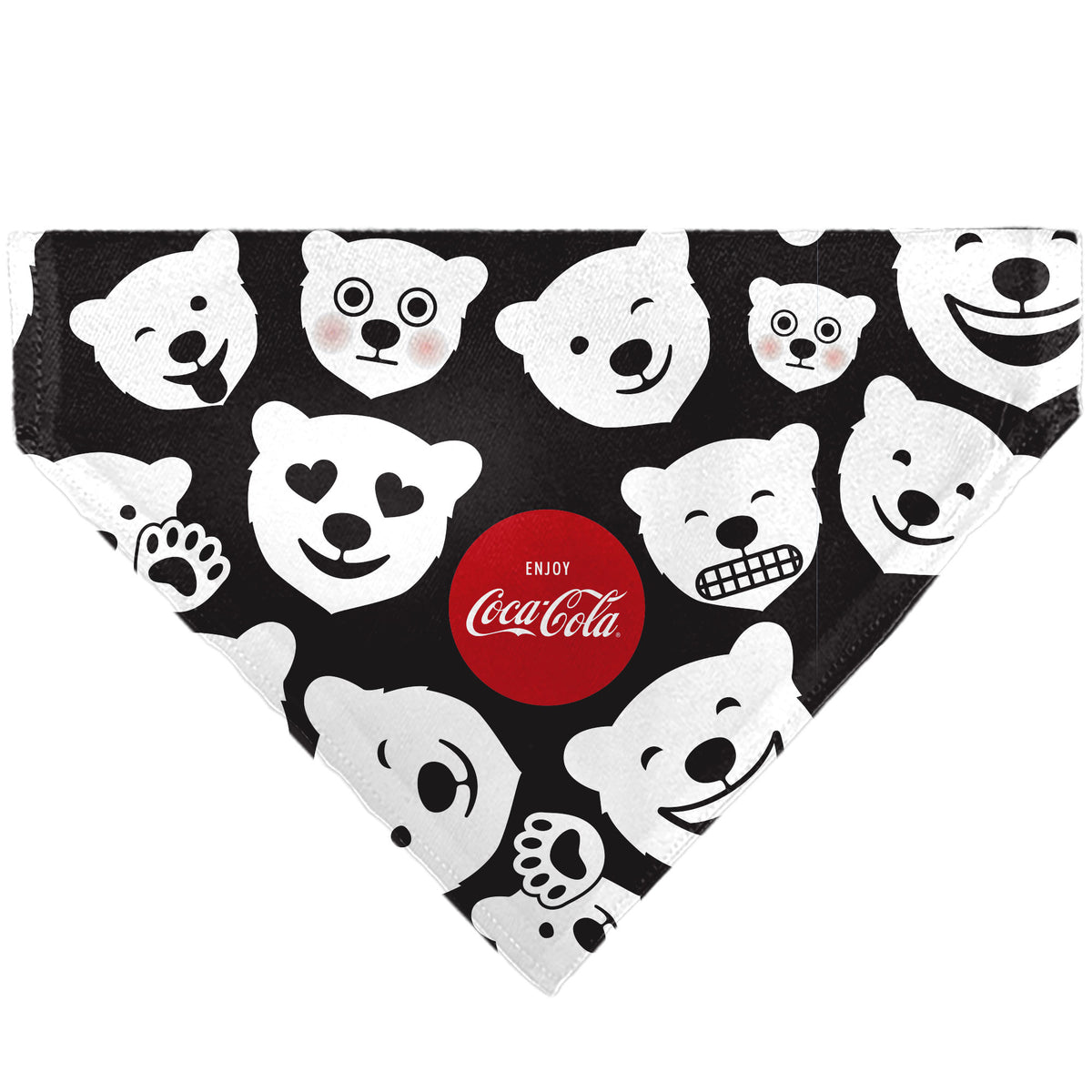 Pet Bandana - Coca-Cola Polar Bear Expressions Scattered Black/White Pet Bandanas Coca-Cola