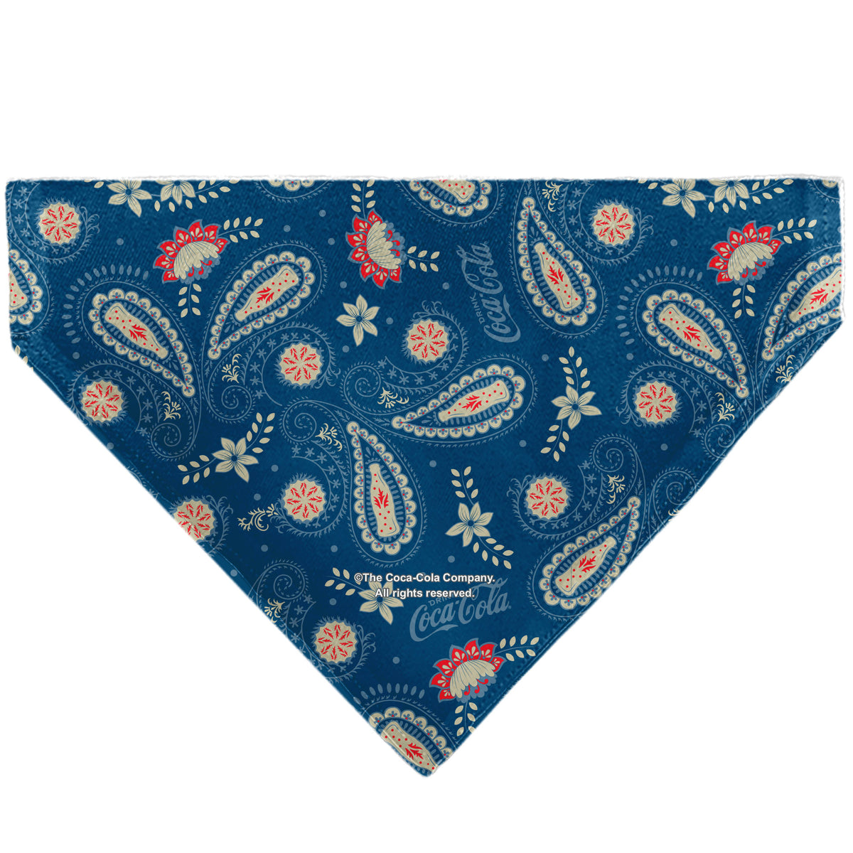 Pet Bandana - COCA-COLA Paisley Bottle Icons Scattered Blues/White/Red Pet Bandanas Coca-Cola