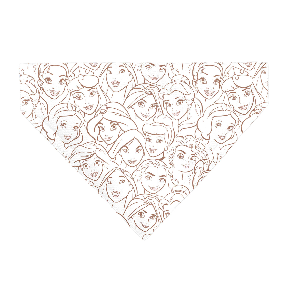 Pet Bandana - Disney Princess Faces Stacked White/Brown Pet Bandanas Disney