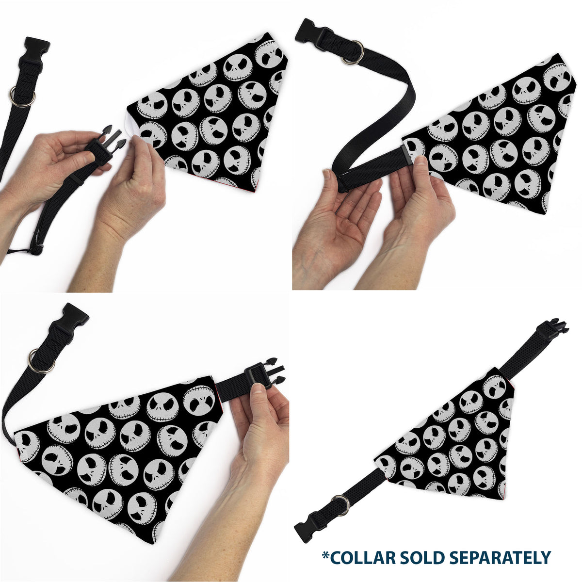 Pet Bandana - The Nightmare Before Christmas Jack Expressions Scattered Black/White Pet Bandanas Disney