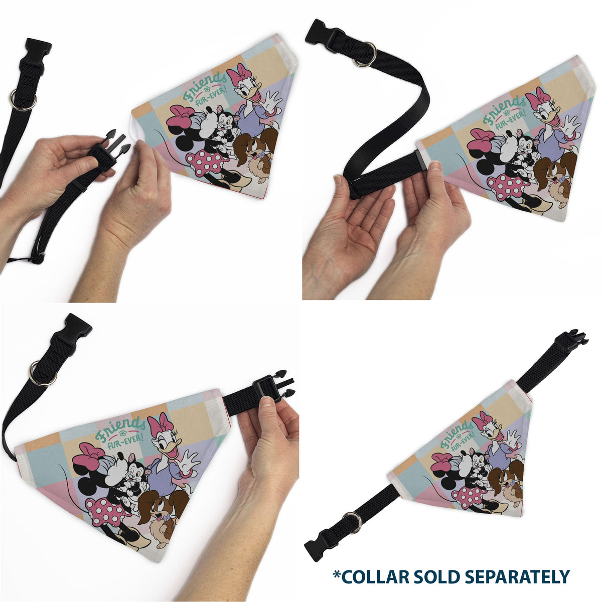 Pet Bandana - Minnie Mouse and Daisy Duck with Figaro and Fifi FRIENDS FUR-EVER Multi Color Pet Bandanas Disney
