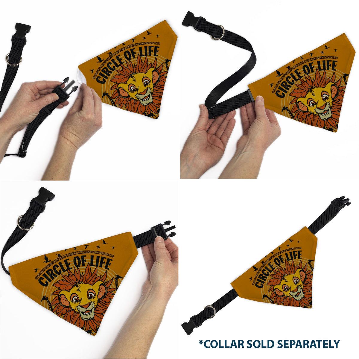 Pet Bandana - The Lion King Young Simba CIRCLE OF LIFE Pose Oranges/Black Pet Bandanas Disney