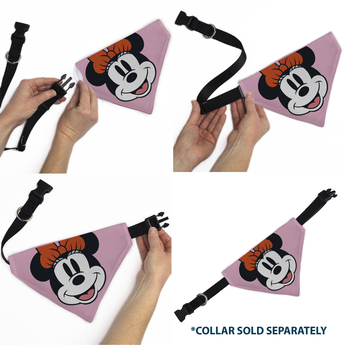 Pet Bandana - Minnie Mouse Smiling Face Close-Up Pink Pet Bandanas Disney