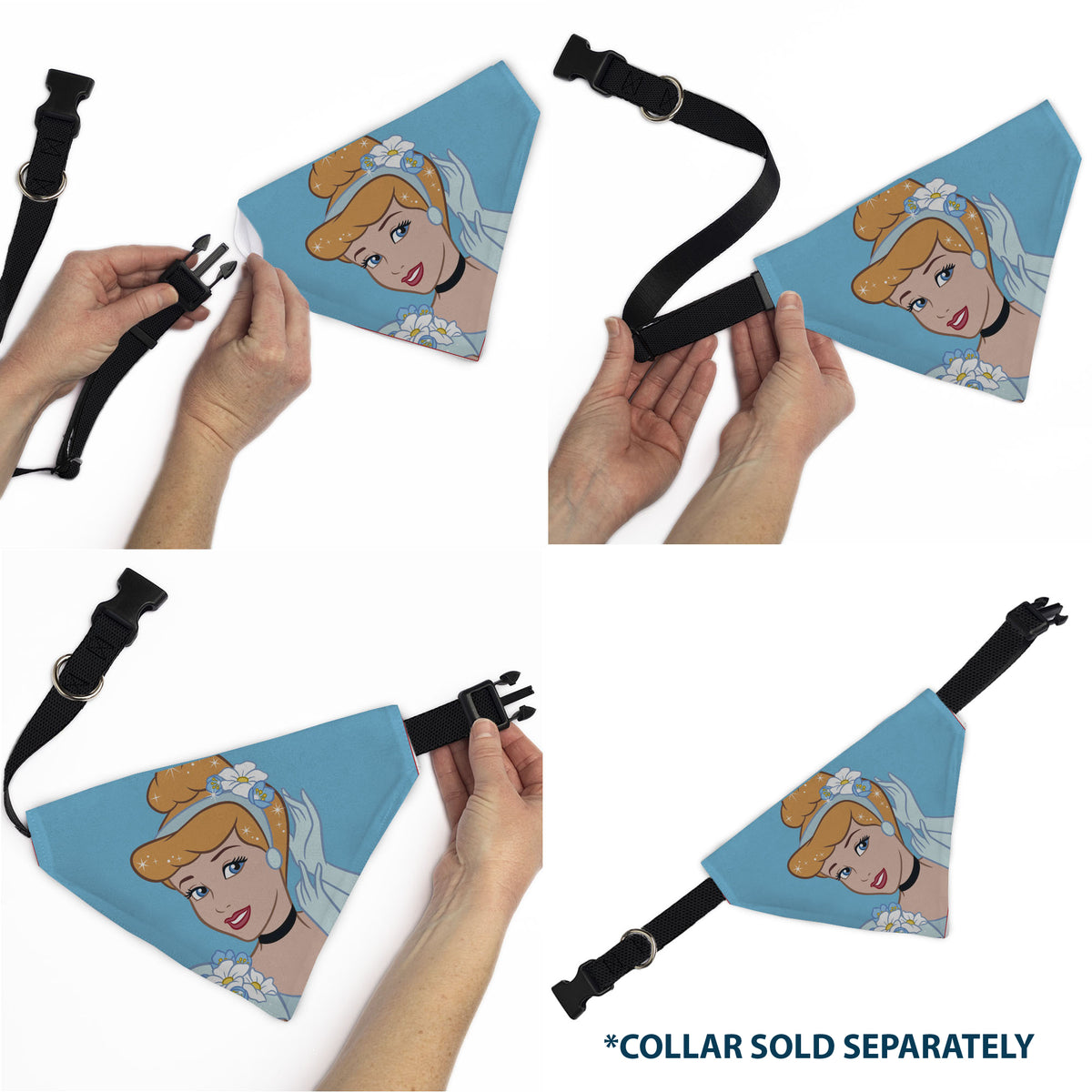 Pet Bandana - Cinderella Face Pose Close-Up Blues Pet Bandanas Disney