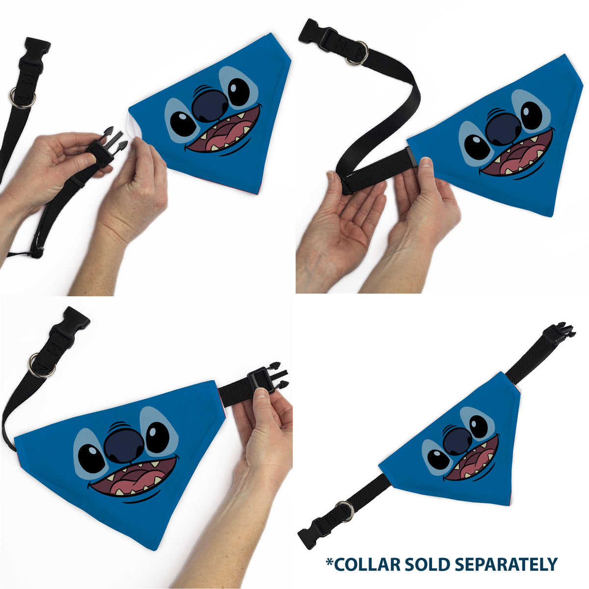 Pet Bandana - Stitch Smiling Face Character Close-Up Blues Pet Bandanas Disney