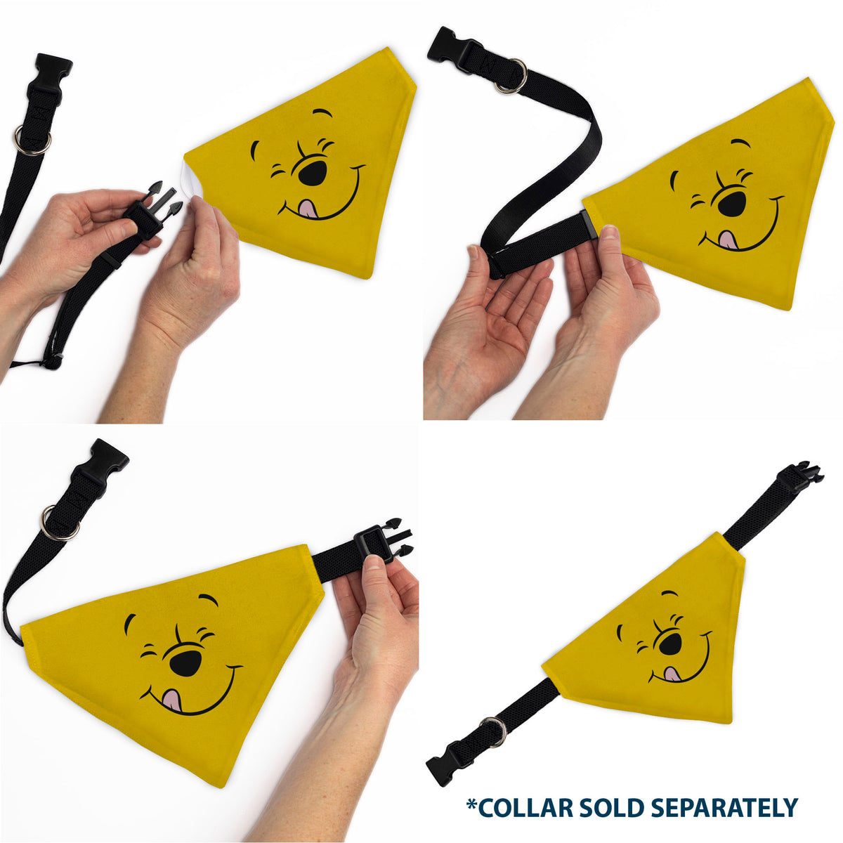 Pet Bandana - Winnie the Pooh Winking Smiling Face Golden Yellow Pet Bandanas Disney