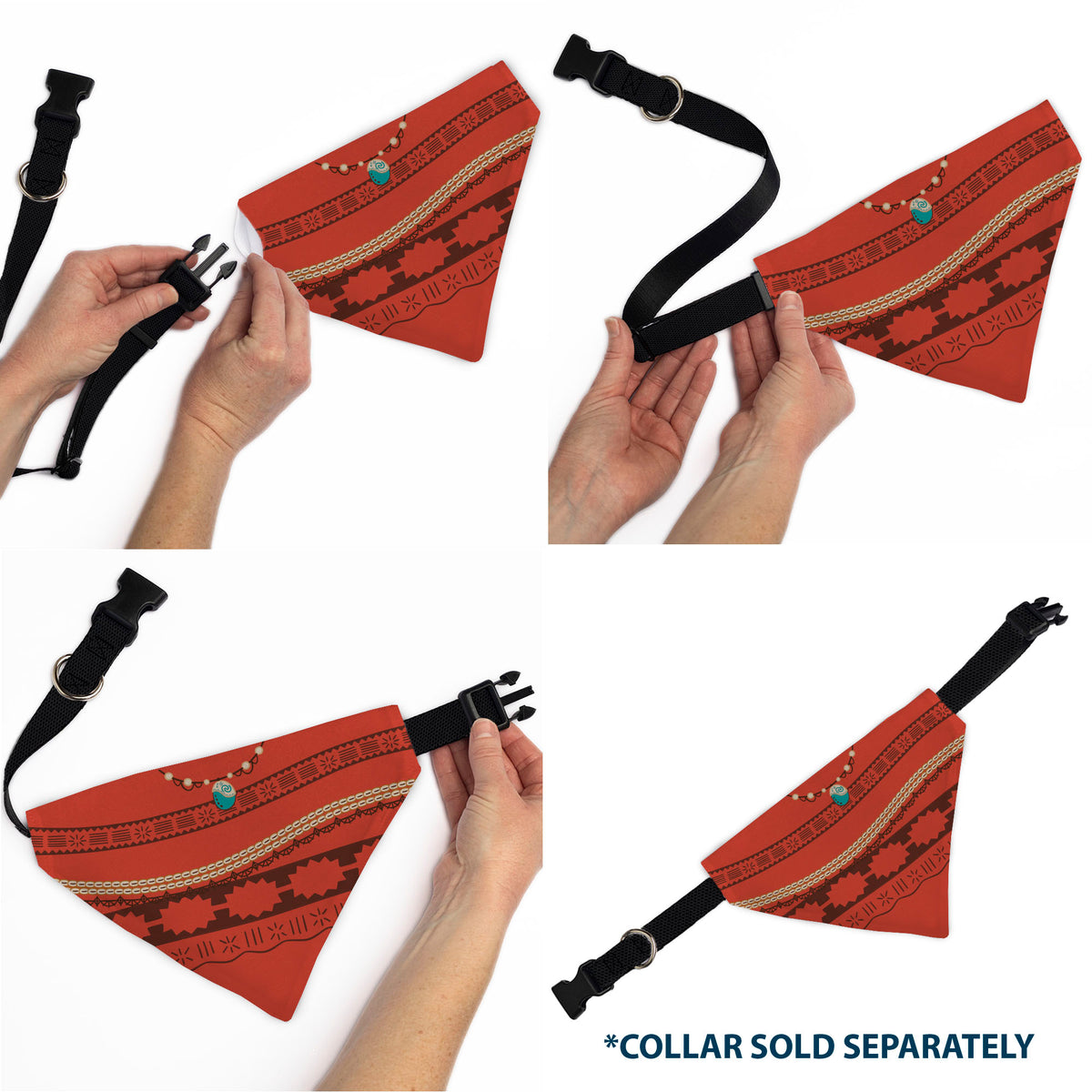 Pet Bandana - Moana Top Print Pattern Orange/Brown Pet Bandanas Disney