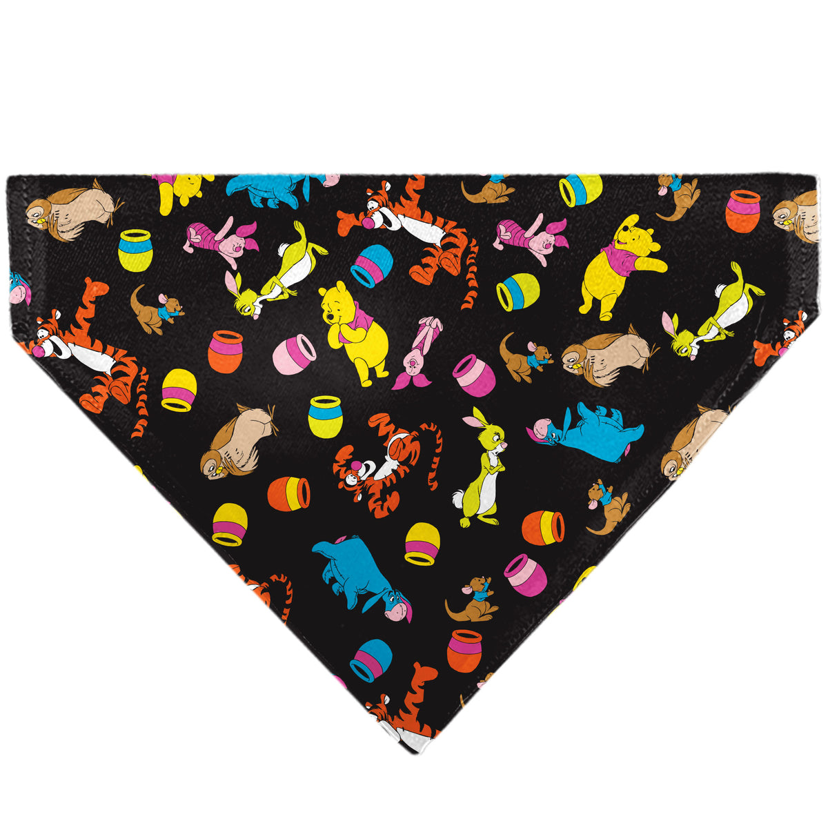Pet Bandana - Winnie the Pooh Characters and Hunny Pots Collage Black Pet Bandanas Disney