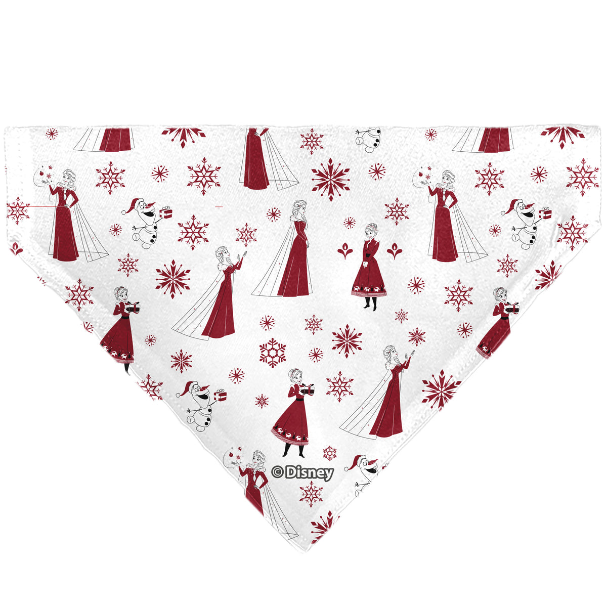 Pet Bandana - Frozen Olaf SNOW MUCH FUN Pose with Anna and Else Poses White/Red Pet Bandanas Disney