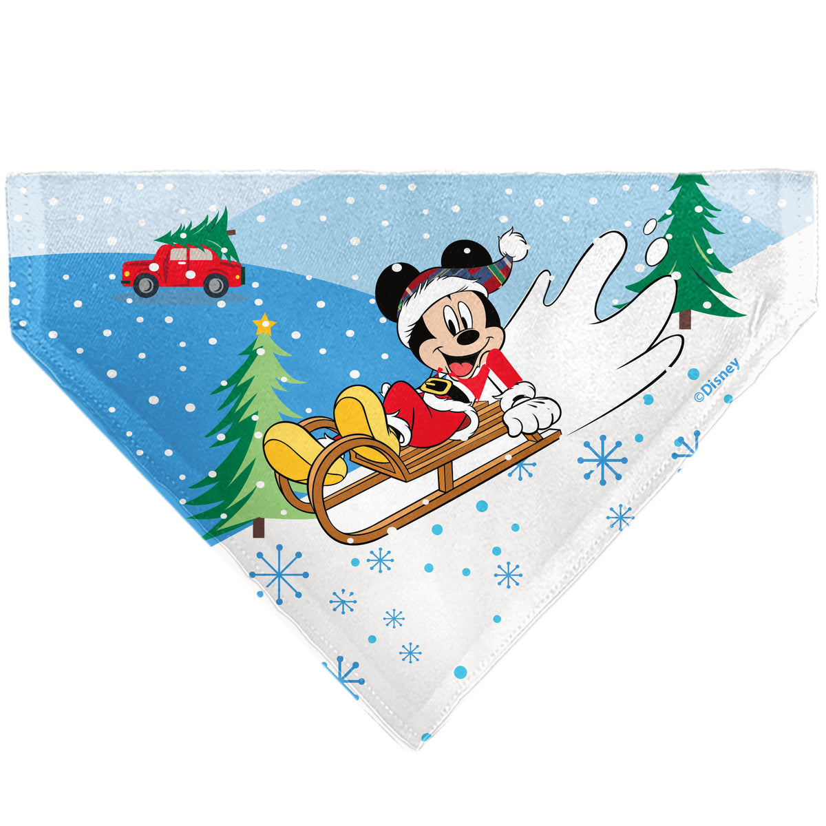 Pet Bandana - Mickey and Minnie Holiday Kiss and Sled Poses Multi Color Pet Bandanas Disney