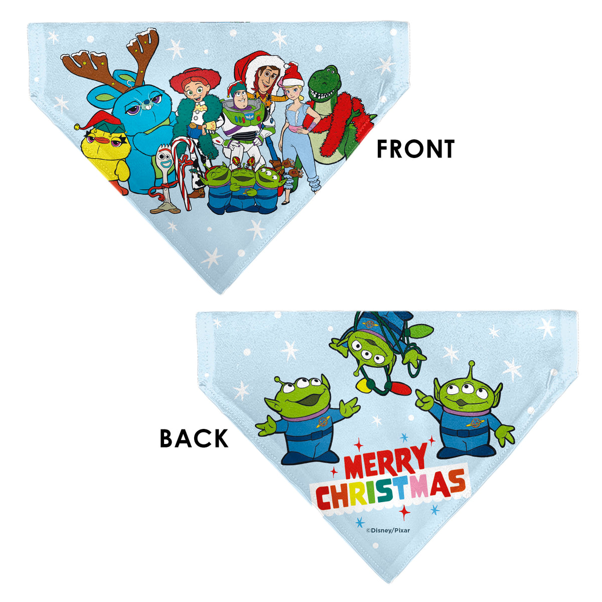 Pet Bandana - Holiday Toy Story 4 Characters MERRY CHRISTMAS Group Pose Light Blue Pet Bandanas Disney