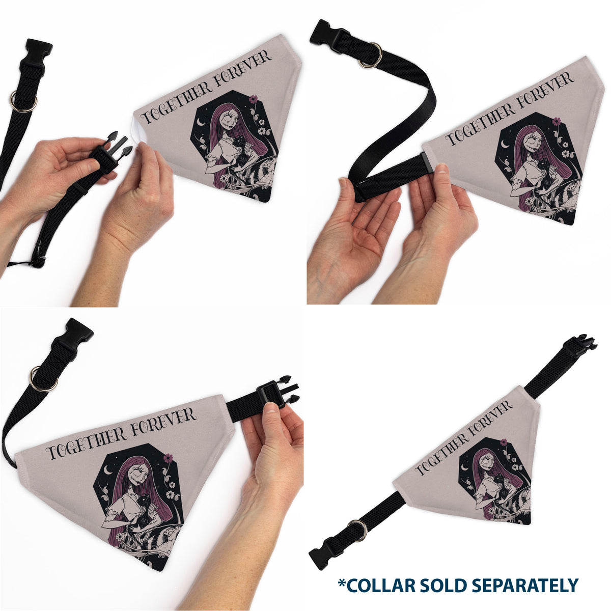Pet Bandana - The Nightmare Before Christmas Sally and Black Cat TOGETHER FOREVER Pose Pet Bandanas Disney