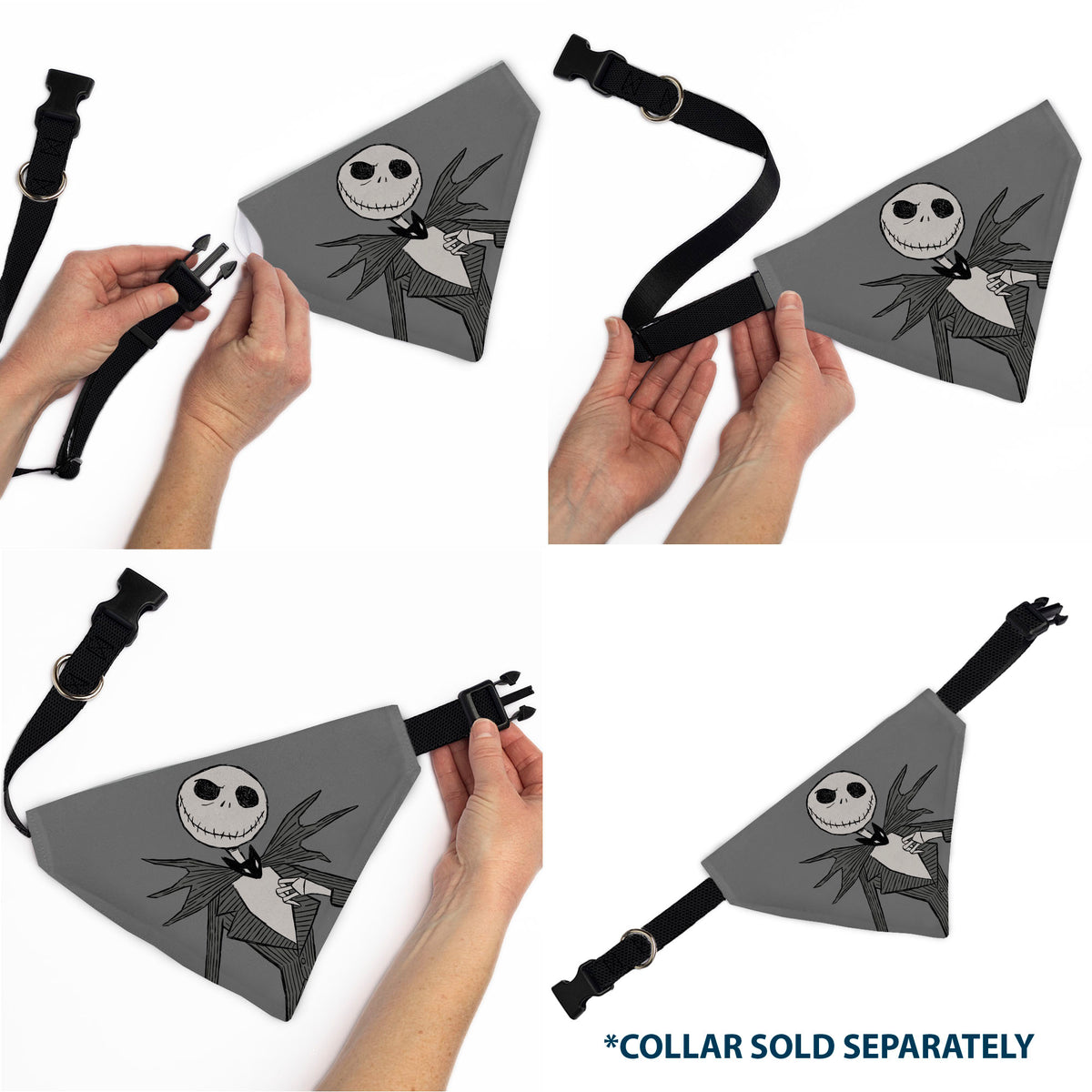 Pet Bandana - The Nightmare Before Christmas JACK Smiling Pose and Text Gray Pet Bandanas Disney