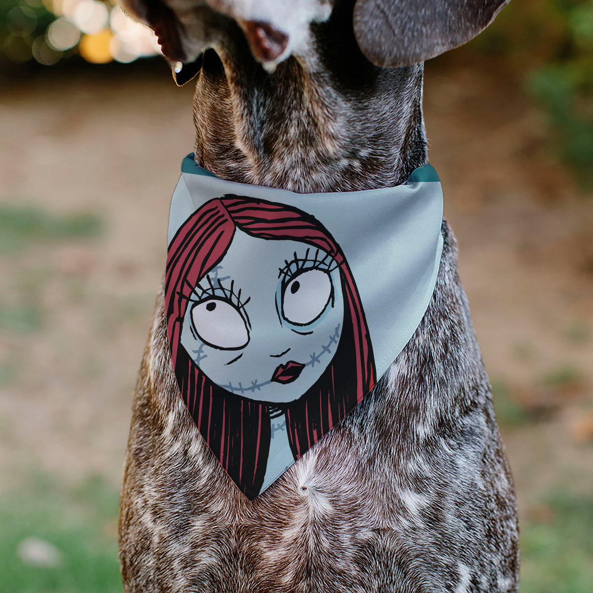 Pet Bandana - The Nightmare Before Christmas SALLY Face with Text and Potions Collage Light Blue Pet Bandanas Disney