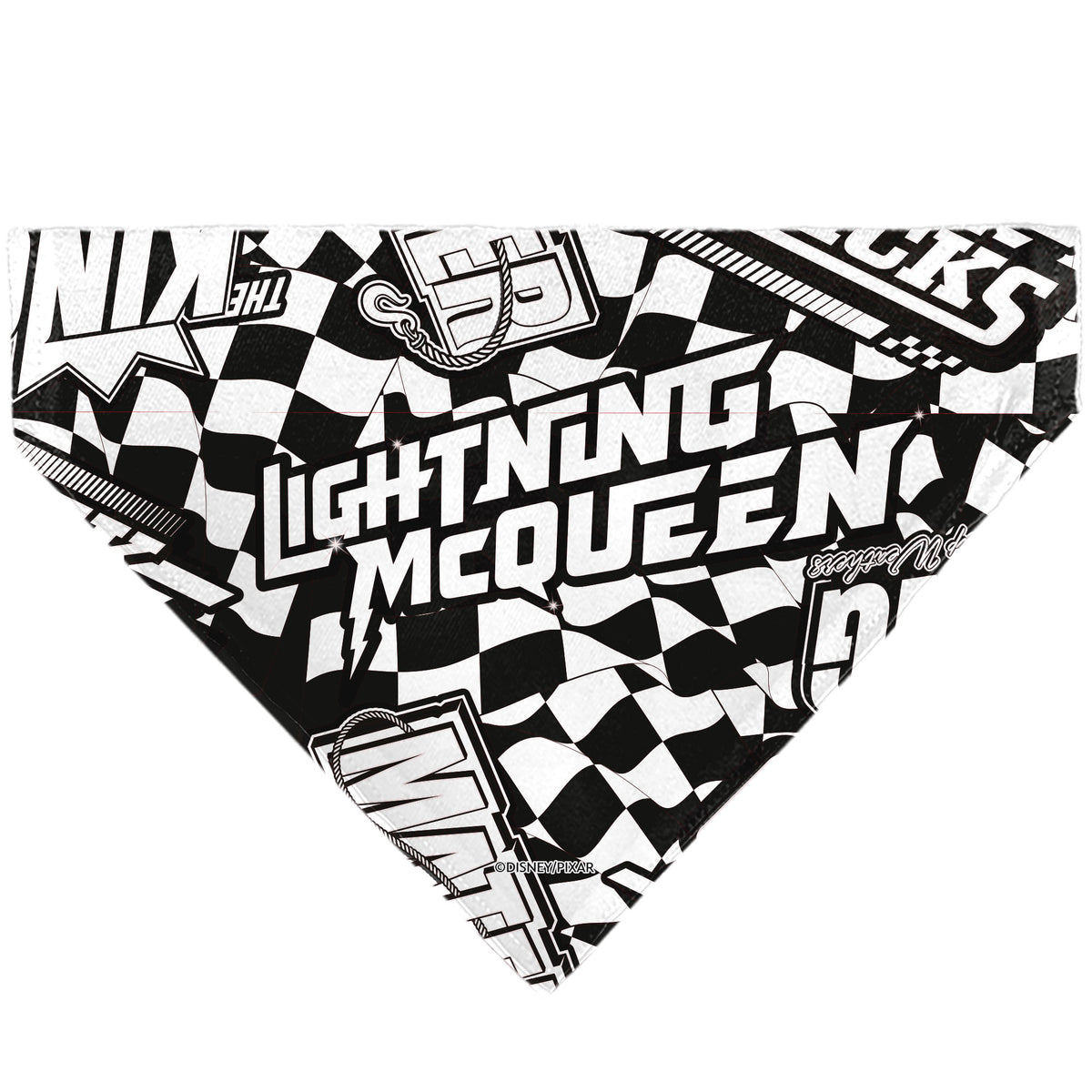 Pet Bandana - Cars LIGTNING MCQUEEN Checker Flag Collage White/Black Pet Bandanas Disney